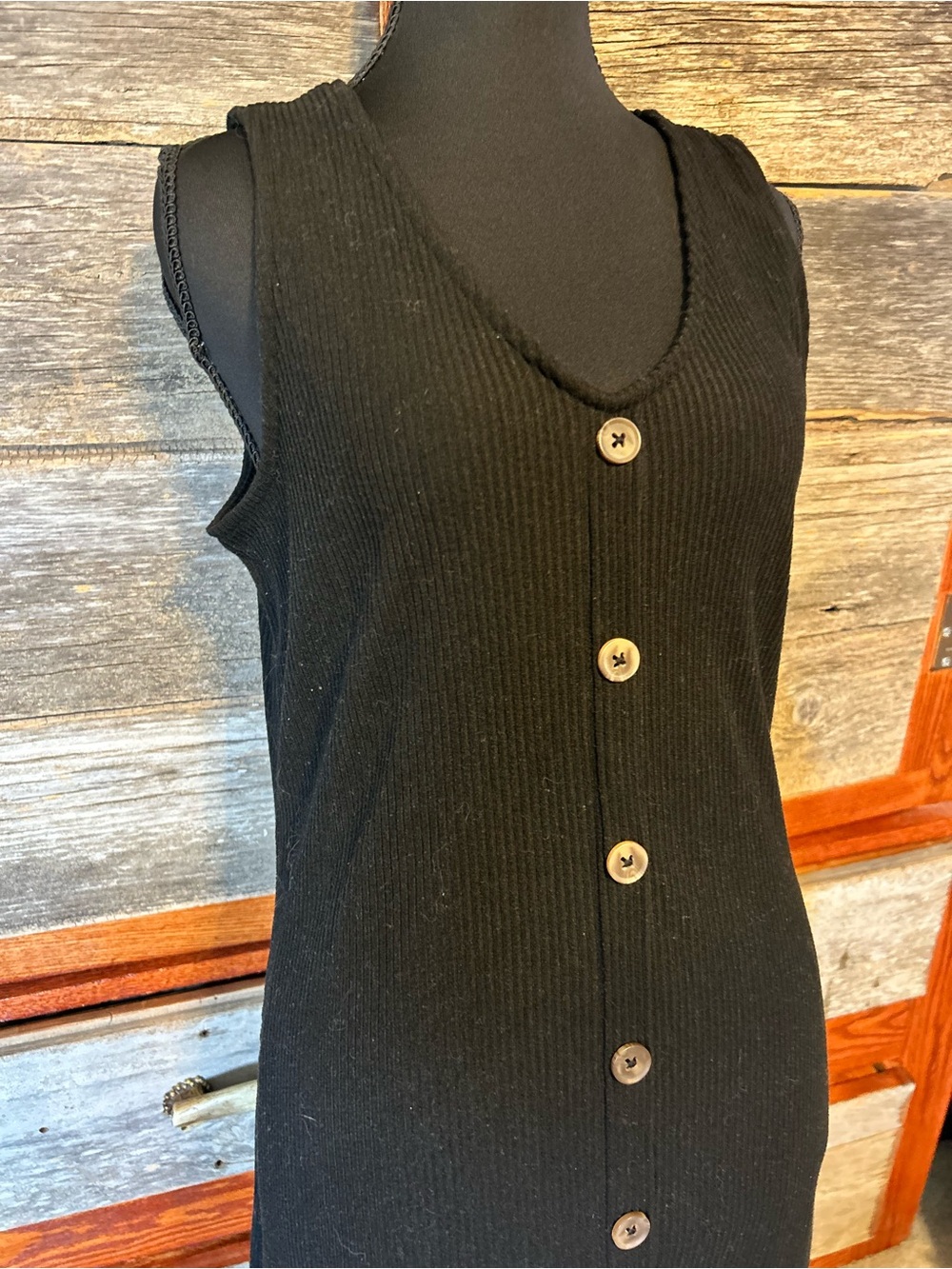 Old Navy Black Button-Front Knit Midi Dress Size Large Tall Sleeveless - Picture 2 of 8